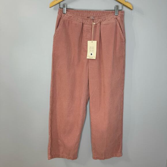 IT IS WELL LA Corduroy Crop Pant Pull-on Relax Fit Pink Cotton Women's S New - Picture 5 of 9